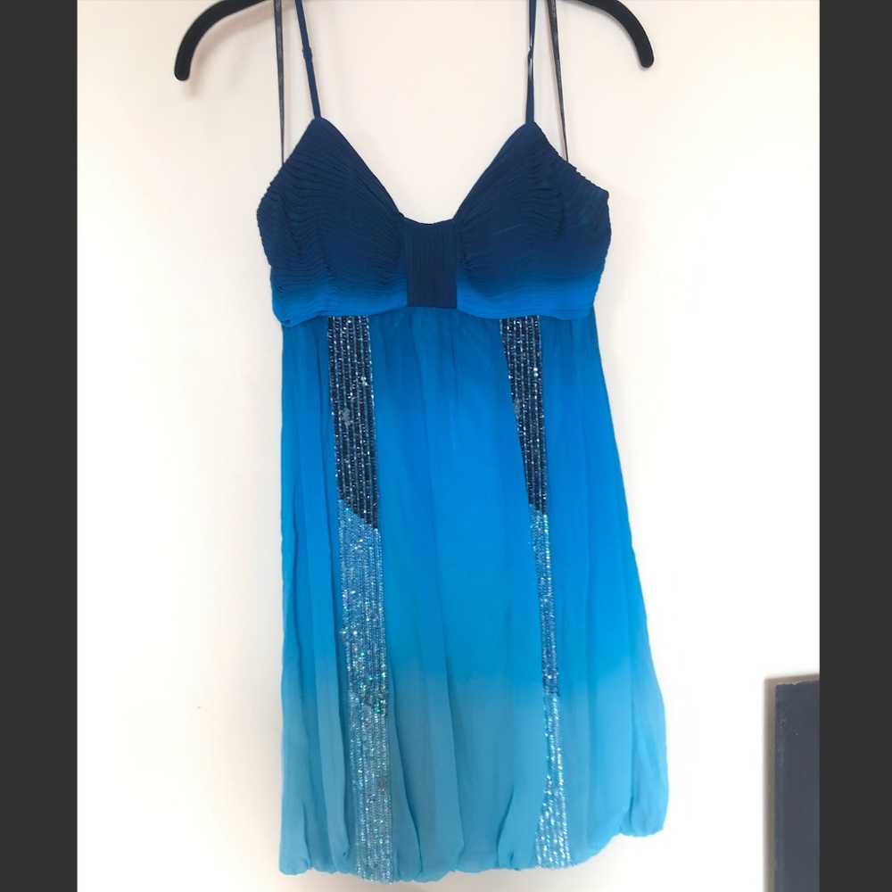Sue Wong Cocktail Dress | Beaded, Blue Ombre (sz 6